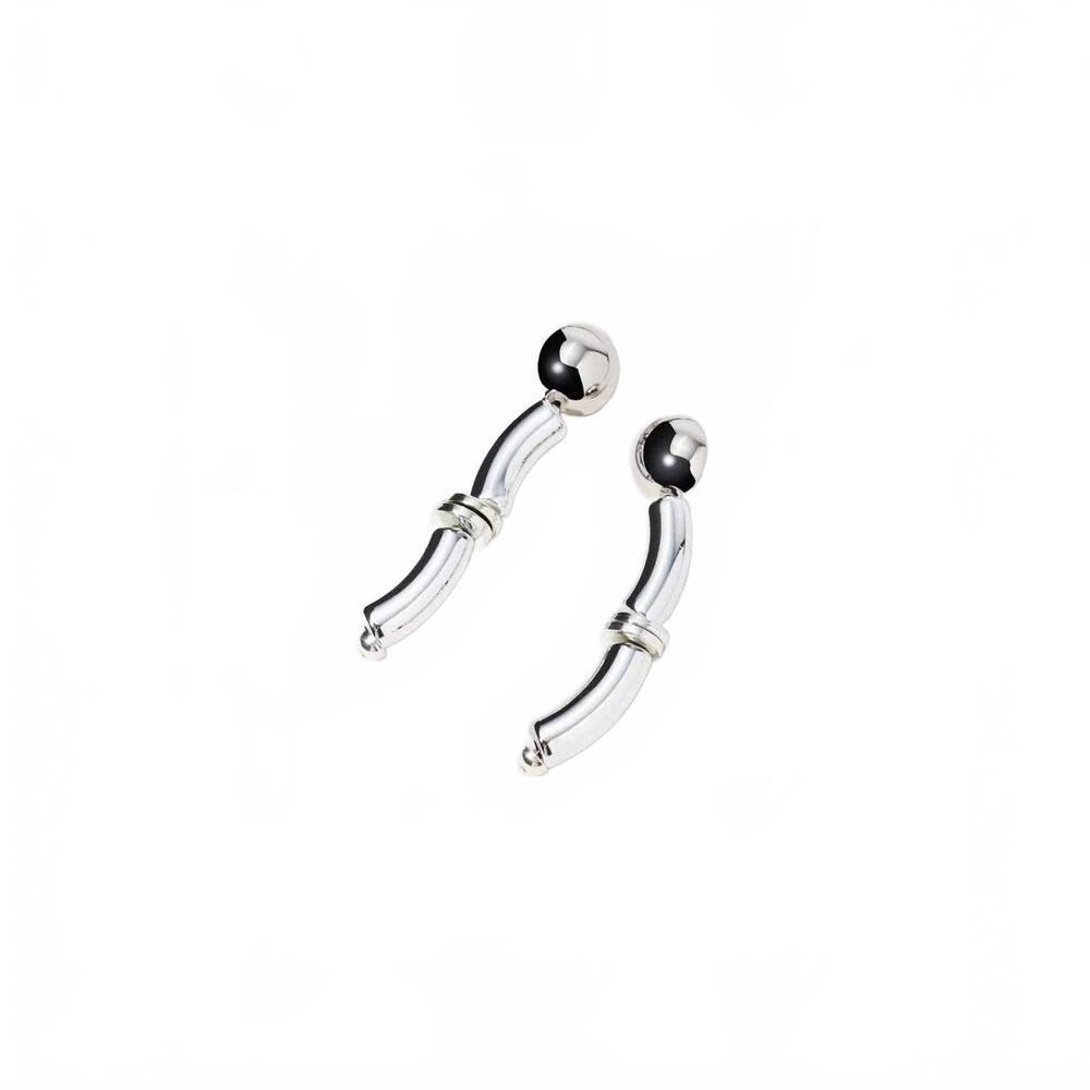 NEW MASLO JEWELRY women's long totem earrings in silver